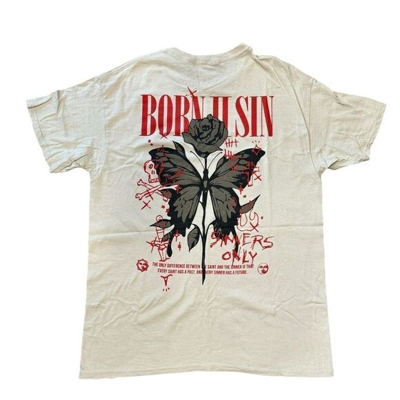 2/$30 Fashion Nova Born To Sin Short Sleeve Crew Neck T-Shirt in Sand - Picture 4 of 6